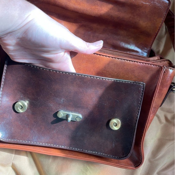 ECOSUSI Vegan Leather Rustic Briefcase/Handbag/Messenger/Crossbody Bag Medium Sz - Picture 7 of 12